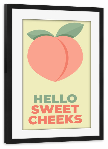 Poster mit Rahmen schwarz "Hello Sweet" artboxONE - Typografie,Essen & Trinken / Obst & Gemüse,Lustig