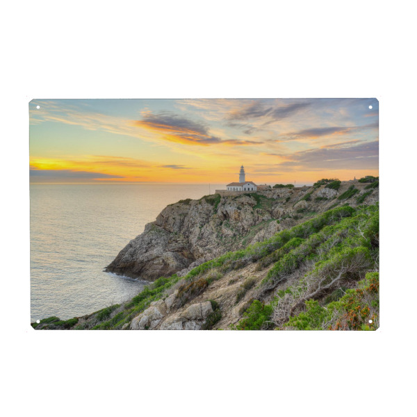 Metall Poster "Faro de Capdepera auf Mallorca" artboxONE - Natur,Reise,Reise / Strand und Meer