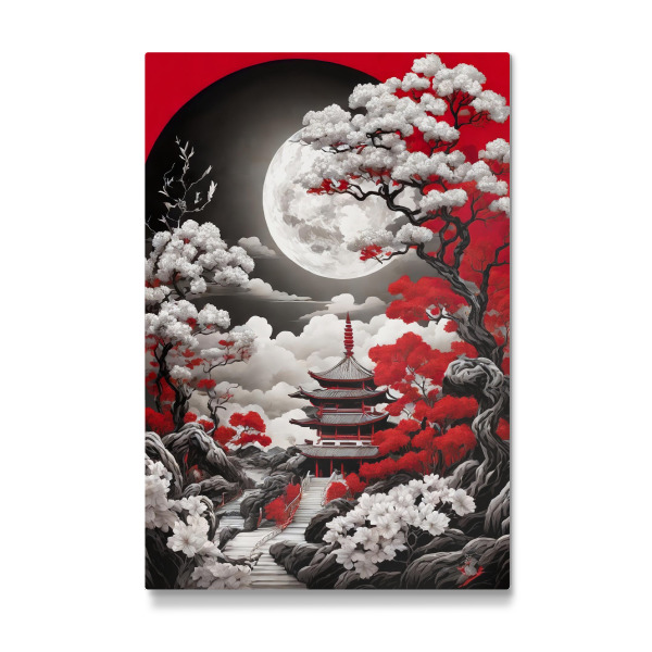 Galerie-Print "Full Moon Over Japanese Pagoda" 75x50 cm artboxONE