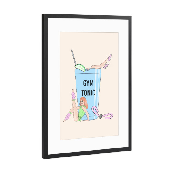 Poster mit Rahmen Schwarz (Metallic) "Gym Tonic" artboxONE - Lustig - Gym tonic,Lustig,Fitnessstudio,Motivierend