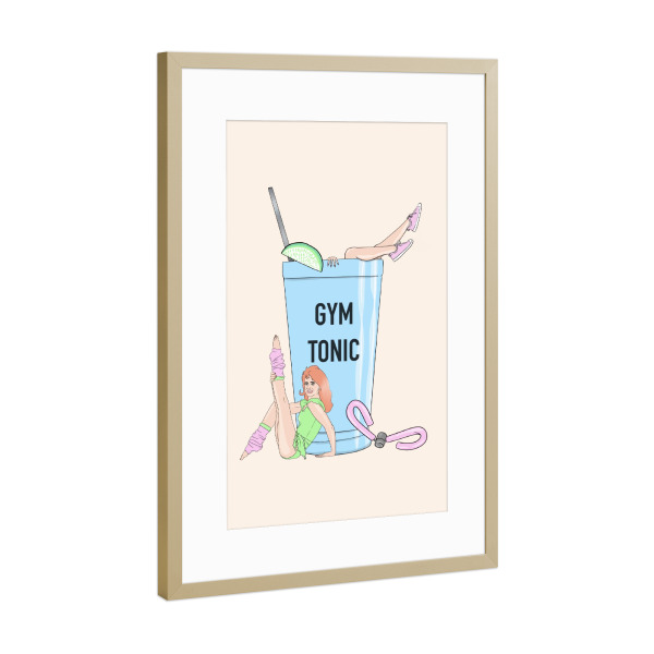 Poster mit Rahmen Gold "Gym Tonic" artboxONE - Lustig - Gym tonic,Lustig,Fitnessstudio,Motivierend