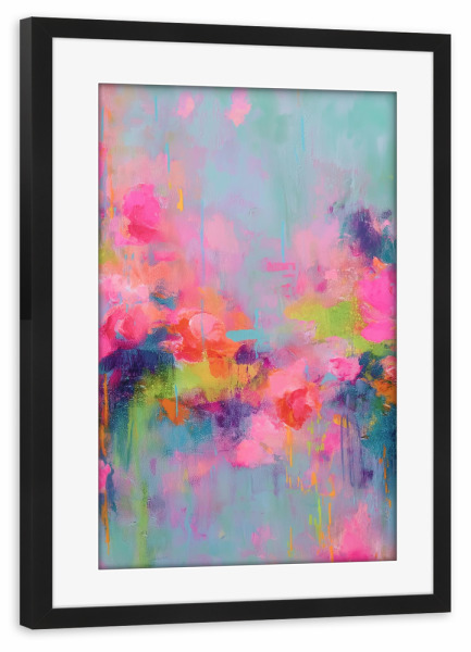 Poster mit Rahmen schwarz "Neon Tanz der Farben" artboxONE - Abstrakt,Geometrie,Streetart
