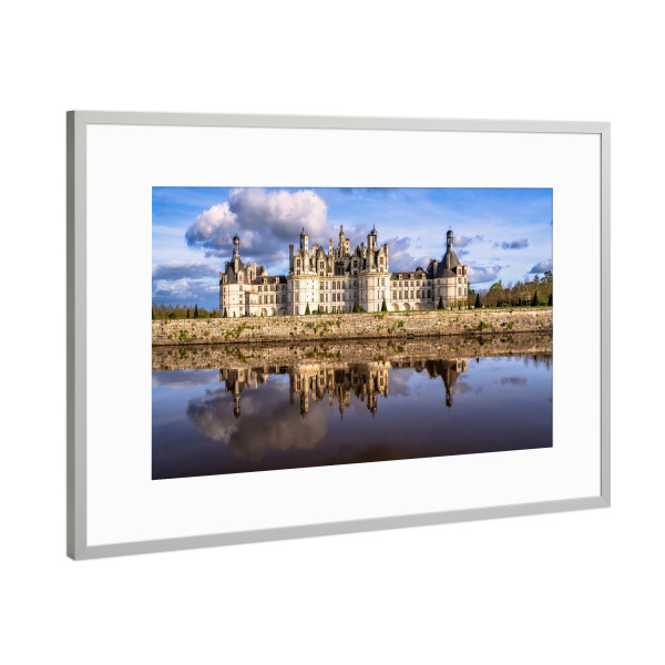 Poster mit Rahmen Silber "Chateau de Chambord" artboxONE - Architektur