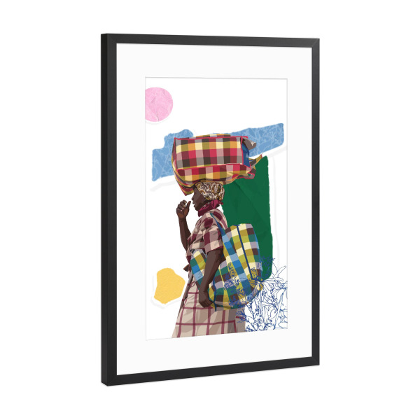 Poster mit Rahmen Schwarz (Metallic) "The Market Traveler" artboxONE - Abstrakt