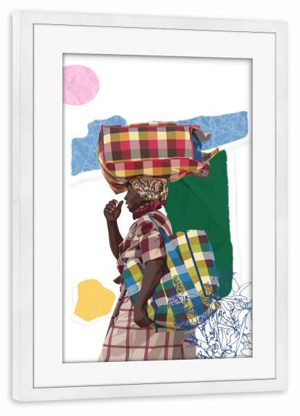 Poster mit Rahmen weiß "The Market Traveler" artboxONE - Abstrakt