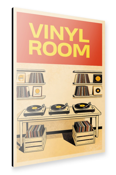 Alu-Dibond "Retro-Vinylraum" 75x50 cm artboxONE