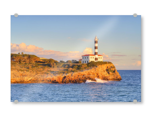 Acrylglasbild "Leuchtturm von Portocolom Mallorca" artboxONE - Reise,Architektur,Reise / Länder