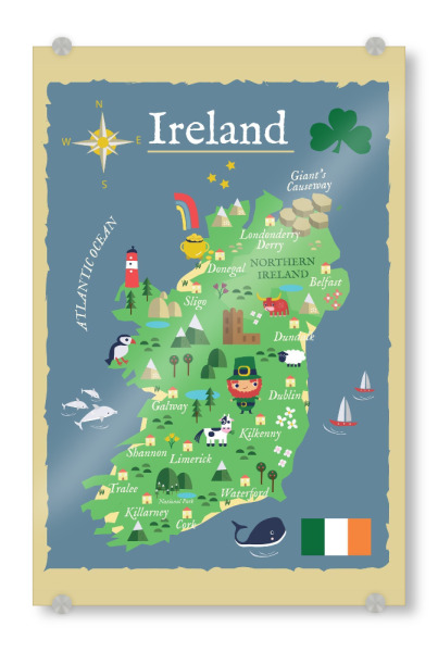 Acrylglasbild "Karte von Irland für Kinder" artboxONE - Für Kinder,Kartografie