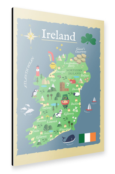 Alu-Dibond "Karte von Irland für Kinder" 75x50 cm artboxONE