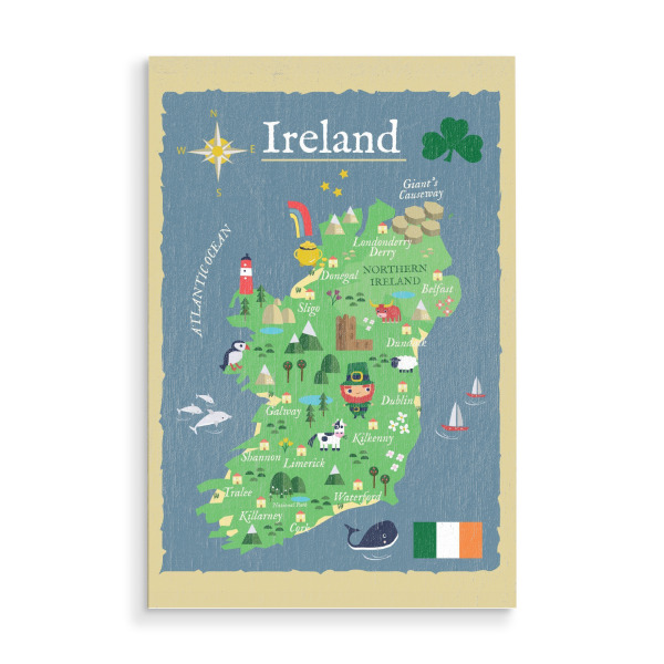 Holzbild "Karte von Irland für Kinder" artboxONE - Für Kinder,Kartografie