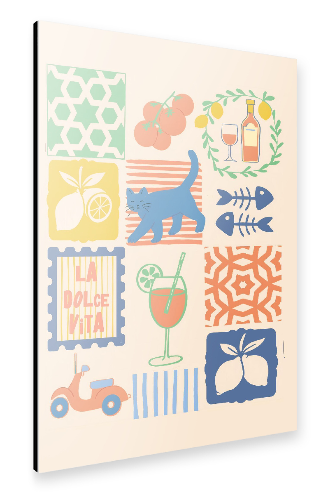 Alu-Dibond "Italian Summer Tile Collage" 75x50 cm artboxONE