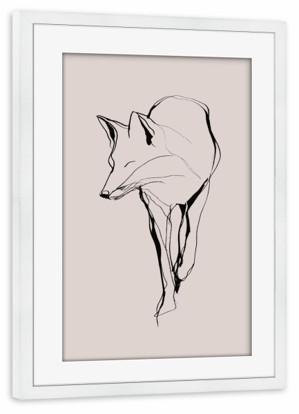 Poster mit Rahmen weiß "Fox Simple Line (01)" artboxONE - Tiere,Abstrakt - Fuchs,Set,Tiere,Tier,Einfach,Schlicht,Oneline,Linien,Minimalistisch