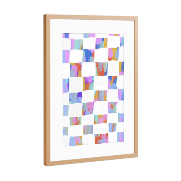 Poster mit Rahmen Kupfer "Prism Squares" artboxONE - Abstrakt - Kariert,Bunt,Illustration,Farben,Pastell,Struktur,Dekorativ