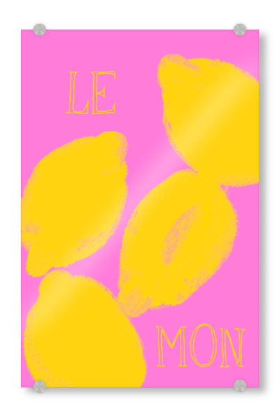 Acrylglasbild "Lemon (With Text)" artboxONE - Typografie,Für Mama,Essen & Trinken / Obst & Gemüse - Zitrone,Frucht,Früchte,Neon,Pink,Illustration