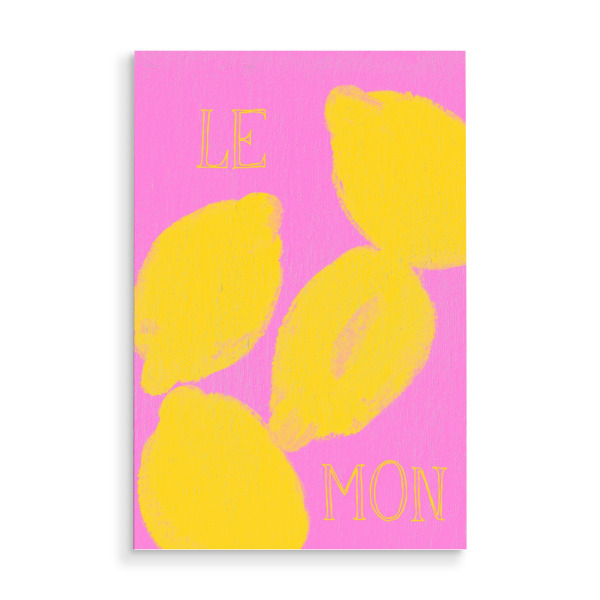 Holzbild "Lemon (With Text)" artboxONE - Typografie,Für Mama,Essen & Trinken / Obst & Gemüse - Zitrone,Frucht,Früchte,Neon,Pink,Illustration