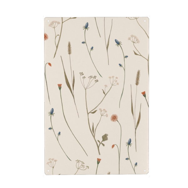 Holzbild "Kleiner Wintergarten" artboxONE - Natur,Floral - Wildblumen,Gräser,Handbemalt,Botanisch,Blumen,Landschaft,Feld,Cottagecore