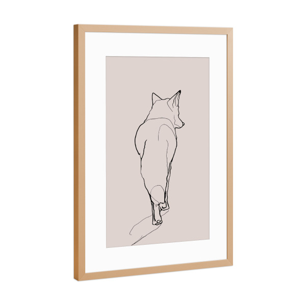 Poster mit Rahmen Kupfer "Fox Simple Line (02)" artboxONE - Tiere,Abstrakt - Fuchs,Tier,Tiere,Oneline,Linie,Schlicht,Minimalistisch