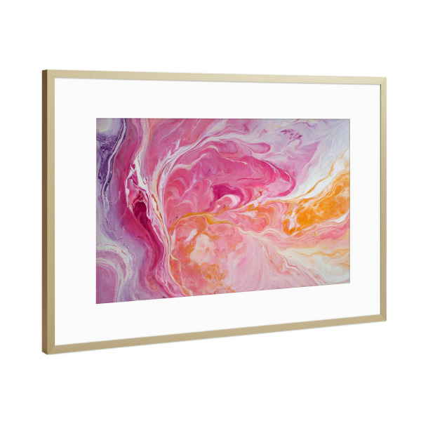 Poster mit Rahmen Gold "Zuckerwatte-Wirbel" artboxONE - Abstrakt