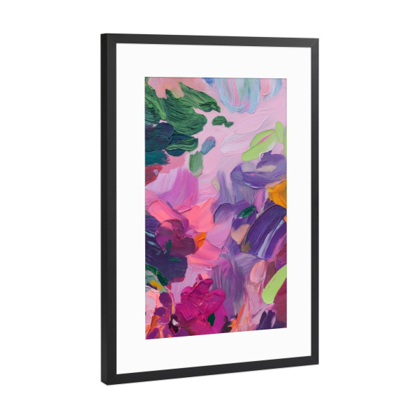 Poster mit Rahmen Schwarz (Metallic) "Blumige Glücksmomente" artboxONE - Natur,Floral,Abstrakt