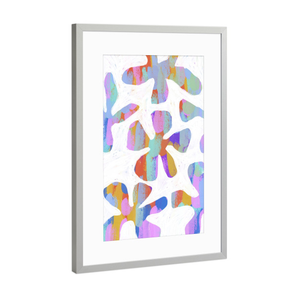 Poster mit Rahmen Silber "Prism Flowers" artboxONE - Floral,Abstrakt,Für Mama - Floral,Blumen,Farbenfroh,Bunt,Dekorativ,Abstrakt