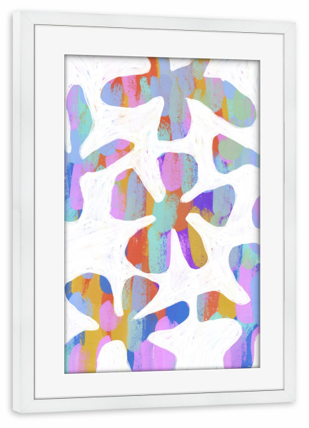 Poster mit Rahmen weiß "Prism Flowers" artboxONE - Floral,Abstrakt,Für Mama - Floral,Blumen,Farbenfroh,Bunt,Dekorativ,Abstrakt
