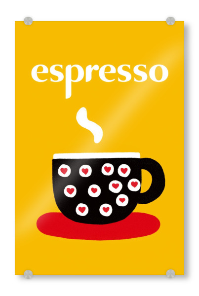 Acrylglasbild "Verspielte Espresso Liebe" artboxONE - Typografie,Essen & Trinken
