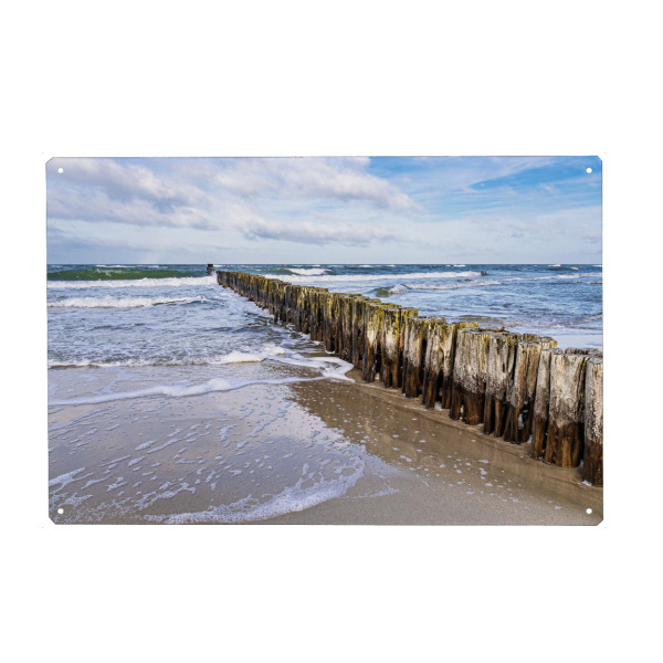 Holzbild "Ostseeküste mit Buhne" artboxONE - Natur,Reise,Reise / Strand und Meer