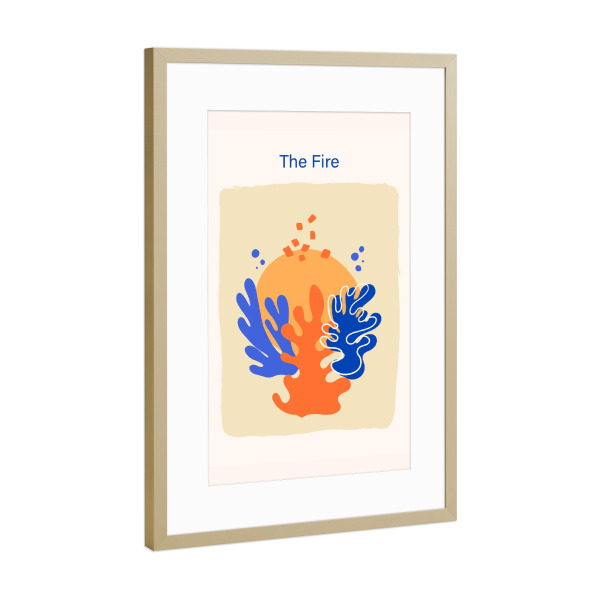 Poster mit Rahmen Gold "Feuer nach Matisse" artboxONE - Abstrakt