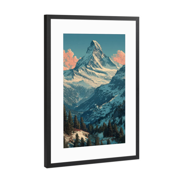 Poster mit Rahmen Schwarz (Metallic) "Matterhorn Illustration" artboxONE - Natur,Reise