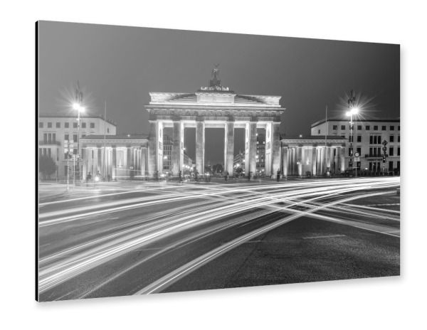 Alu-Dibond "Urbanes Berlin bei Nacht monochrom" 75x50 cm artboxONE