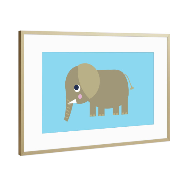 Poster mit Rahmen Gold "Nur ein Elefant" artboxONE - Natur,Für Kinder,Tiere