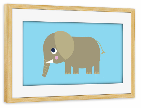 Poster mit Rahmen kiefer "Nur ein Elefant" artboxONE - Natur,Für Kinder,Tiere