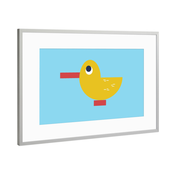 Poster mit Rahmen Silber "Nur eine Ente" artboxONE - Für Kinder,Tiere,Lustig
