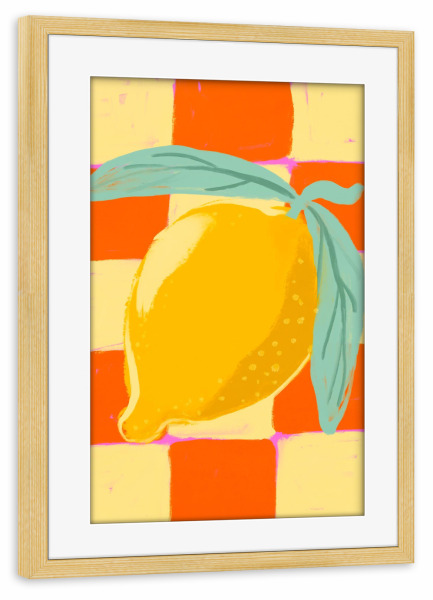 Poster mit Rahmen kiefer "Lemon Stilllife" artboxONE - Für Mama,Essen & Trinken / Obst & Gemüse - Zitrone,Illustration,Sommer,Farben,Bunt