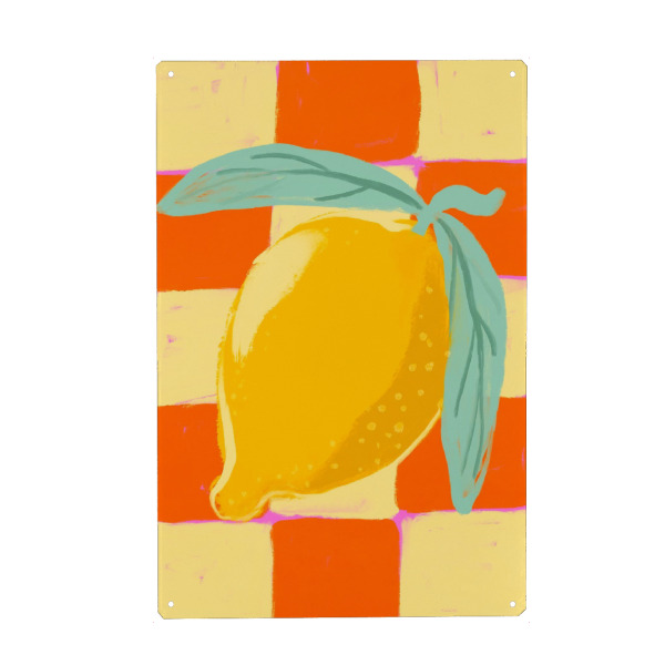 Metall Poster "Lemon Stilllife" artboxONE - Für Mama,Essen & Trinken / Obst & Gemüse - Zitrone,Illustration,Sommer,Farben,Bunt - Blechschild