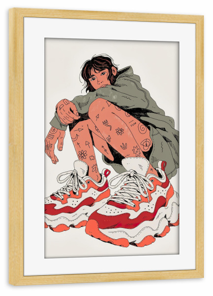 Poster mit Rahmen kiefer "Stylish Girl" artboxONE - Comic,Abstrakt,Fashion