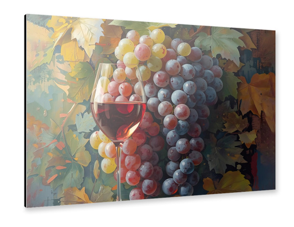 Alu-Dibond "Glas Rotwein mit Trauben" 75x50 cm artboxONE