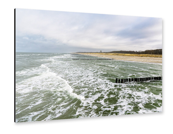Alu-Dibond "Buhnen, Strand und Wellen" 30x20 cm artboxONE