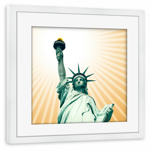 Poster mit Rahmen weiß "Sign of Liberty" artboxONE - Städte / New York,Reise,Architektur,Reise / Länder