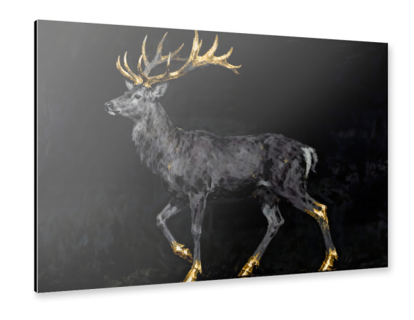Alu-Dibond "Majestic Stag with Golden Antlers" 30x20 cm artboxONE
