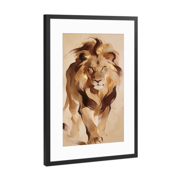 Poster mit Rahmen Schwarz (Metallic) "Majestic Lion" artboxONE - Tiere,Abstrakt