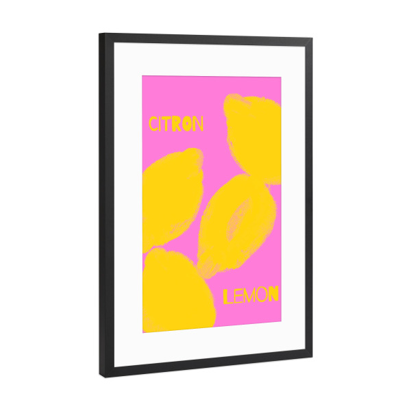 Poster mit Rahmen Schwarz (Metallic) "Citron Lemon" artboxONE - Essen & Trinken,Abstrakt