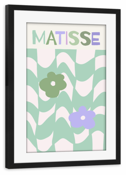 Poster mit Rahmen schwarz "Matisse (Mint)" artboxONE - Floral,Abstrakt,Für Mama - Matisse,Floral,Blume,Muster,Pastell,Pastellfarben,Illustration,Mint