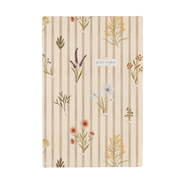 Holzbild "Wildblumen-Sammlung auf Streifen" artboxONE - Natur,Floral - Handbemalt,Wildblumen,Rustikal,Streifen,Blumen,Bauernhaus,Cottagecore,Botanisch