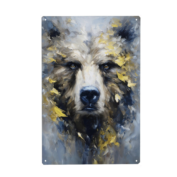 Metall Poster "Bär Golden (matart)" artboxONE - Tiere - Bär,Bären,Grizzly,Tiere,Natur,Wild,Modern,Kunst - Blechschild