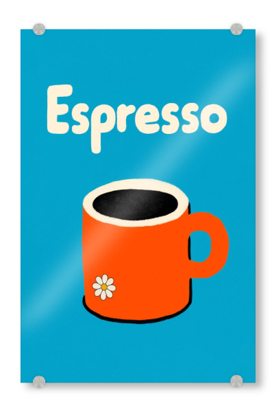 Acrylglasbild "Florale Espresso Liebe" artboxONE - Typografie,Essen & Trinken