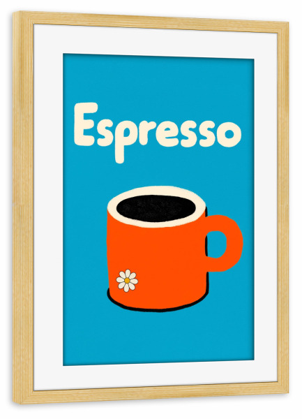 Poster mit Rahmen kiefer "Florale Espresso Liebe" artboxONE - Typografie,Essen & Trinken