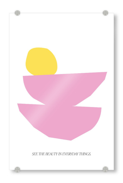 Acrylglasbild "See the Beauty" artboxONE - Typografie,Abstrakt,Geometrie - Beauty,Küche,Schalen,Zitrone,Rosa,Kollage,Details,Spruch
