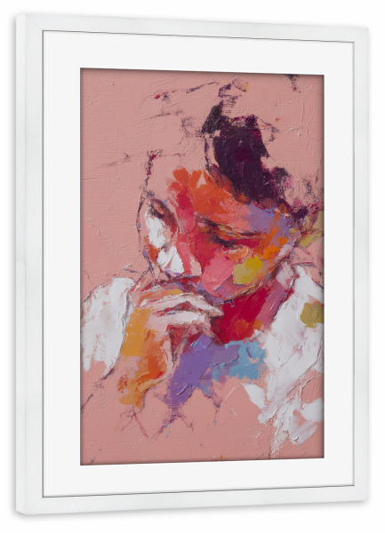 Poster mit Rahmen weiß "Sanfte Kraft der Gedanken" artboxONE - Abstrakt,Menschen