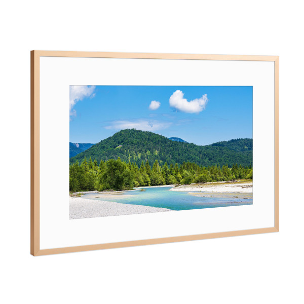 Poster mit Rahmen Kupfer "Flusslandschaft der Isaar" artboxONE - Natur,Reise